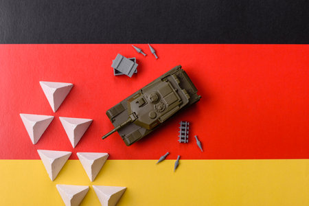 Anti-tank barrier or dragon's teeth made of concrete and iron as a fortification. Dragon's teeth as protection against enemy tanksの写真素材