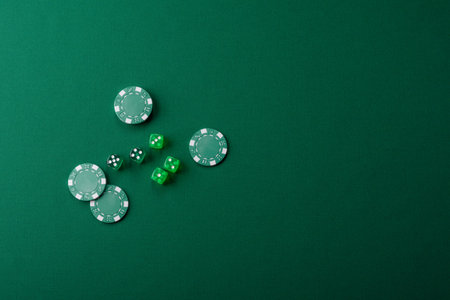 Dice poker game with chips, bets and risk in casino. Dice poker as a background for your design
