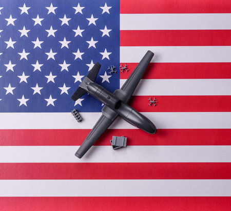 drone unmanned autonomous technology of espionage and strikes on the enemy, defense against invadersの写真素材