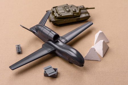 Drone unmanned autonomous technology of espionage and strikes on the enemy. Drones as the basis of the country's defense against invadersの写真素材