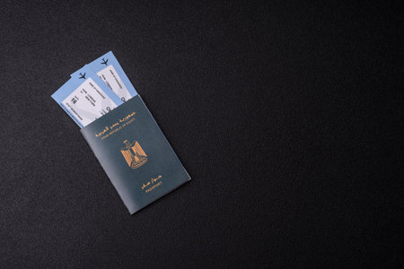 Egyptian passport for traveling, flying and doing business. Egypt document, id for crossing the borderの写真素材