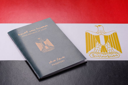 Egyptian passport for traveling, flying and doing business. Egypt document, id for crossing the borderの写真素材