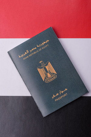 Egyptian passport for traveling, flying and doing business. Egypt document, id for crossing the borderの写真素材