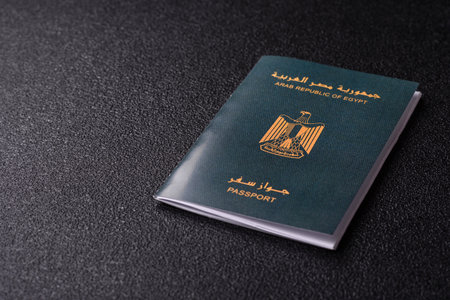 Egyptian passport for traveling, flying and doing business. Egypt document, id for crossing the borderの写真素材