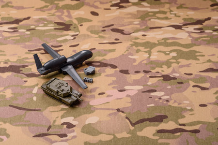 Drone unmanned autonomous technology of espionage and strikes on the enemy. Drones as the basis of the country's defense against invadersの写真素材