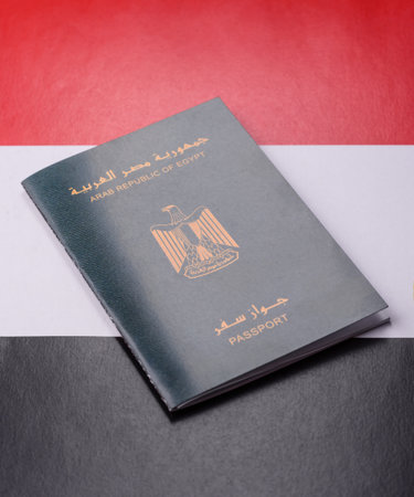 Egyptian passport for traveling, flying and doing business. Egypt document, id for crossing the borderの写真素材