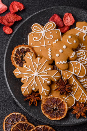 Christmas gingerbread, food for winter holidays, holiday table decoration. Christmas gingerbread as...