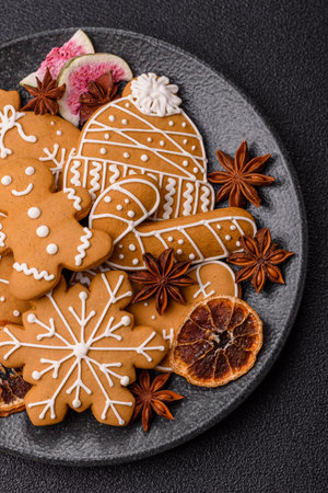 Christmas gingerbread, food for winter holidays, holiday table decoration. Christmas gingerbread as...