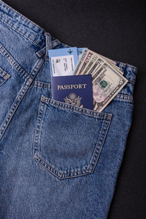 USA citizen passport, travel visa document, immigration or tourism. US passport as a background for your designの写真素材