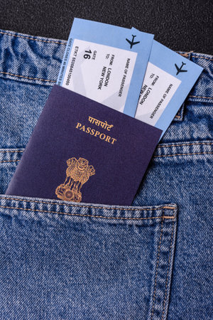 Indian citizen passport, visa document for travel, immigration or tourism. Indian passport as background for your designの写真素材