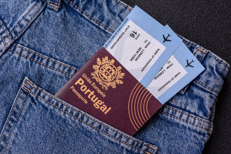 Portugal citizen passport, travel visa document, immigration or tourism. Portuguese passport as a...