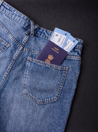 Indian citizen passport, visa document for travel, immigration or tourism. Indian passport as...
