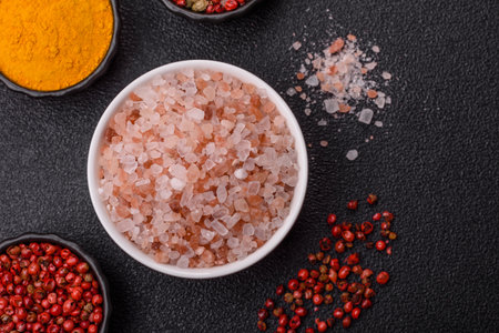 Salt pink Himalayan large crystals as food, for baths or aromatherapy. Pink salt as food background for your designの写真素材