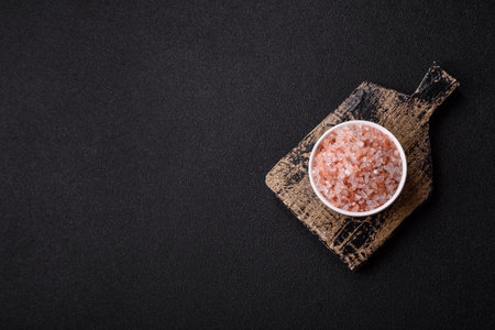 Salt pink Himalayan large crystals as food, for baths or aromatherapy. Pink salt as food background for your designの写真素材
