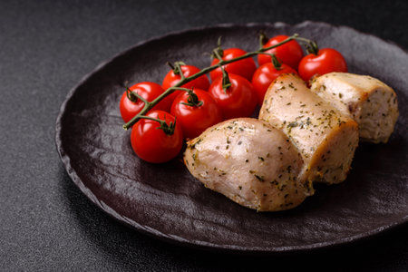 Chicken pieces fried on a skewer with salt and spices.の写真素材