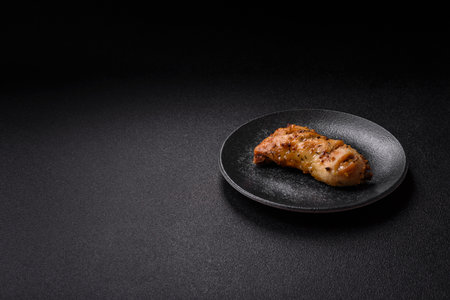 Chicken leg, quarter grilled with spices and rosemary. Chicken leg as a food backgroundの写真素材