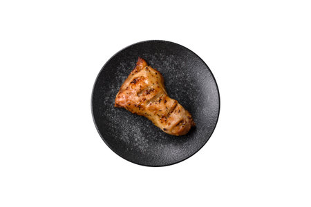 Chicken leg, quarter grilled with spices and rosemary. Chicken leg as a food backgroundの写真素材