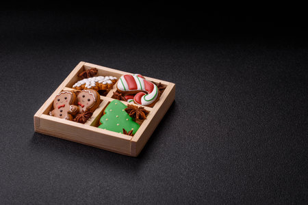 Christmas gingerbread cookies as winter holiday food background home decorations. Christmas...