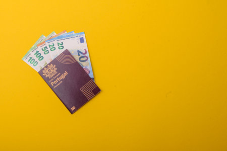 Portugal passport, Portuguese document for global business, emigration or travel.の写真素材