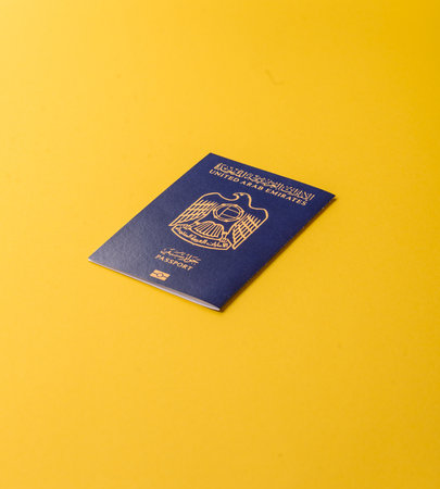 OAE passport for traveling, flying and doing business. Arabic document, id for crossing the borderの写真素材