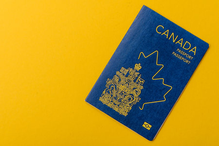 Canadian passport for traveling, flying and doing business. Canada document, id for crossing the borderの写真素材