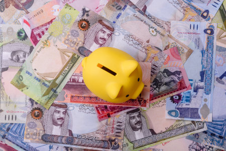 Bahrain paper money, dinar banknotes as currency for exchange or travel. Bahraini money as a business backgroundの写真素材