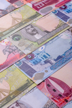 Bahrain paper money, dinar banknotes as currency for exchange or travel. Bahraini money as a business backgroundの写真素材