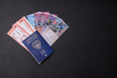 Kuwaiti passport for traveling, flying and doing business. Kuwait document, id for crossing the borderの写真素材