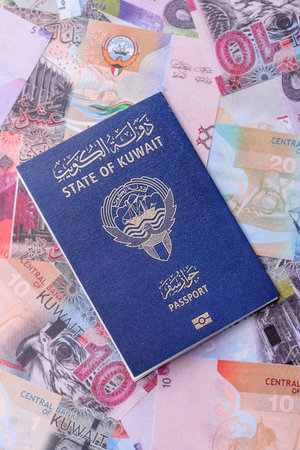 Kuwaiti passport for traveling, flying and doing business. Kuwait document, id for crossing the borderの写真素材