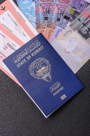 Kuwaiti passport for traveling, flying and doing business. Kuwait document, id for crossing the borderの写真素材