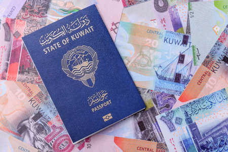 Kuwaiti passport for traveling, flying and doing business. Kuwait document, id for crossing the borderの写真素材