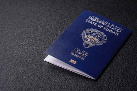 Kuwaiti passport for traveling, flying and doing business. Kuwait document, id for crossing the borderの写真素材