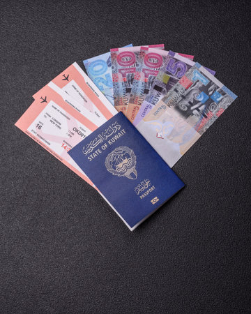 Kuwaiti passport for traveling, flying and doing business. Kuwait document, id for crossing the borderの写真素材