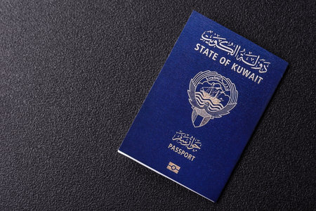 Kuwaiti passport for traveling, flying and doing business. Kuwait document, id for crossing the borderの写真素材