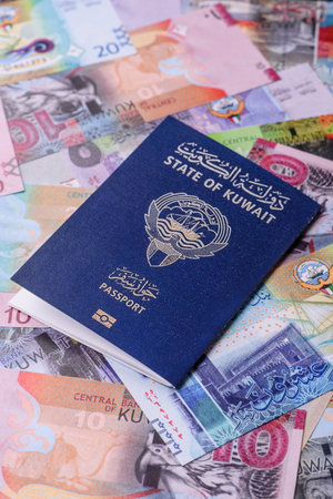 Kuwaiti passport for traveling, flying and doing business. Kuwait document, id for crossing the borderの写真素材