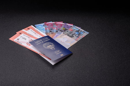 Kuwaiti passport for traveling, flying and doing business. Kuwait document, id for crossing the borderの写真素材