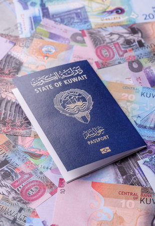 Kuwaiti passport for traveling, flying and doing business. Kuwait document, id for crossing the borderの写真素材