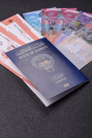 Kuwaiti passport for traveling, flying and doing business. Kuwait document, id for crossing the borderの写真素材