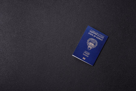 Kuwaiti passport for traveling, flying and doing business. Kuwait document, id for crossing the borderの写真素材