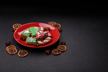 Christmas gingerbread as food background for winter holidays and home interior decoration. Christmas...