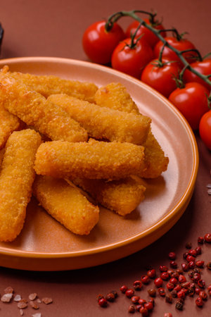 Mozzarella cheese sticks, crispy nutritious fast food. Cheese sticks as food background for your...