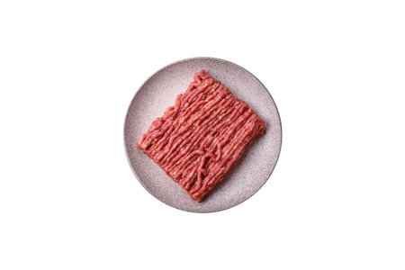 Raw ground beef or pork, fresh meat for burgers or other dishes. Raw ground beef as a food...