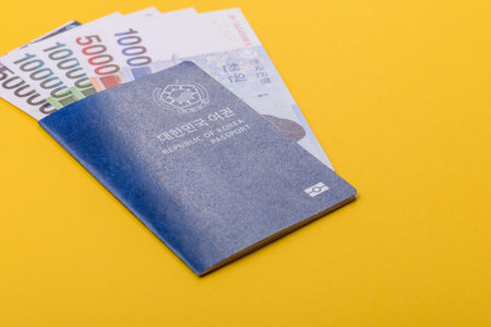 Korean passport for traveling and doing business. South korea document, id for crossing the border