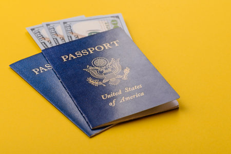 US passport for traveling, flying and doing business. USA document, id for crossing the border