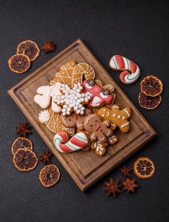 Christmas gingerbread, cookies, or baked goods for the winter holidays. Christmas gingerbread as a...