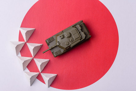 Anti-tank barrier or dragon's teeth made of concrete and iron as a fortification. Dragon's teeth as protection against enemy tanksの写真素材