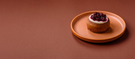 Cinnamon roll, a sweet bun with cream. Cinnamon roll as a food background for your design