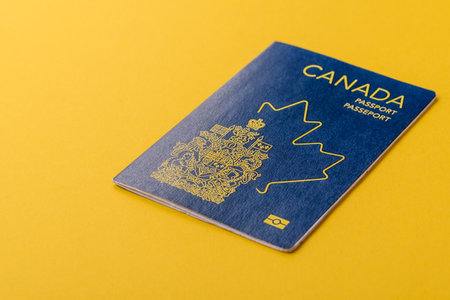 Canadian passport for traveling, flying and doing business. Canada document, id for crossing the borderの写真素材