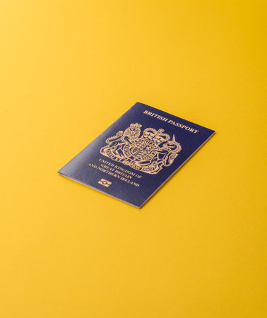 British passport for traveling, flying and doing business. UK document, id for crossing the borderの写真素材