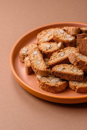 Italian cantuccini cookies with almonds, a sweet biscuit dessert. Cantuccini cookies as a food...